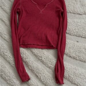 American Eagle Outfitters Deep Red Long Sleeve Top